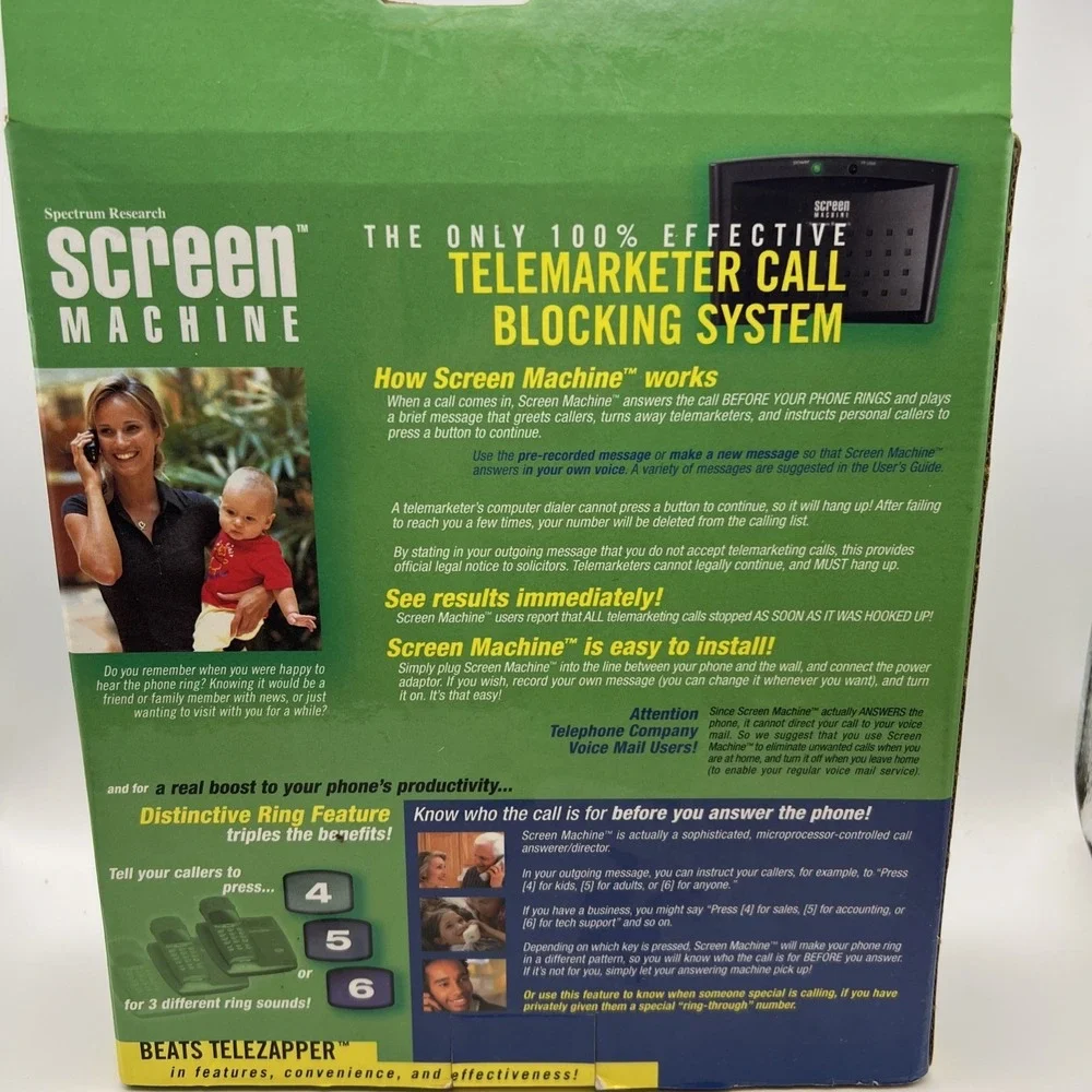 Spectrum Research Screen Machine telemarketer call blocking system